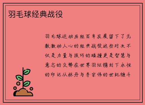 羽毛球经典战役