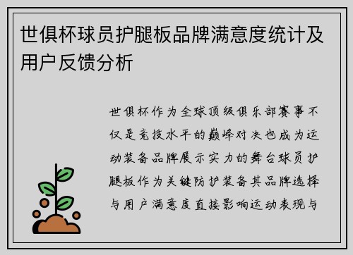 世俱杯球员护腿板品牌满意度统计及用户反馈分析